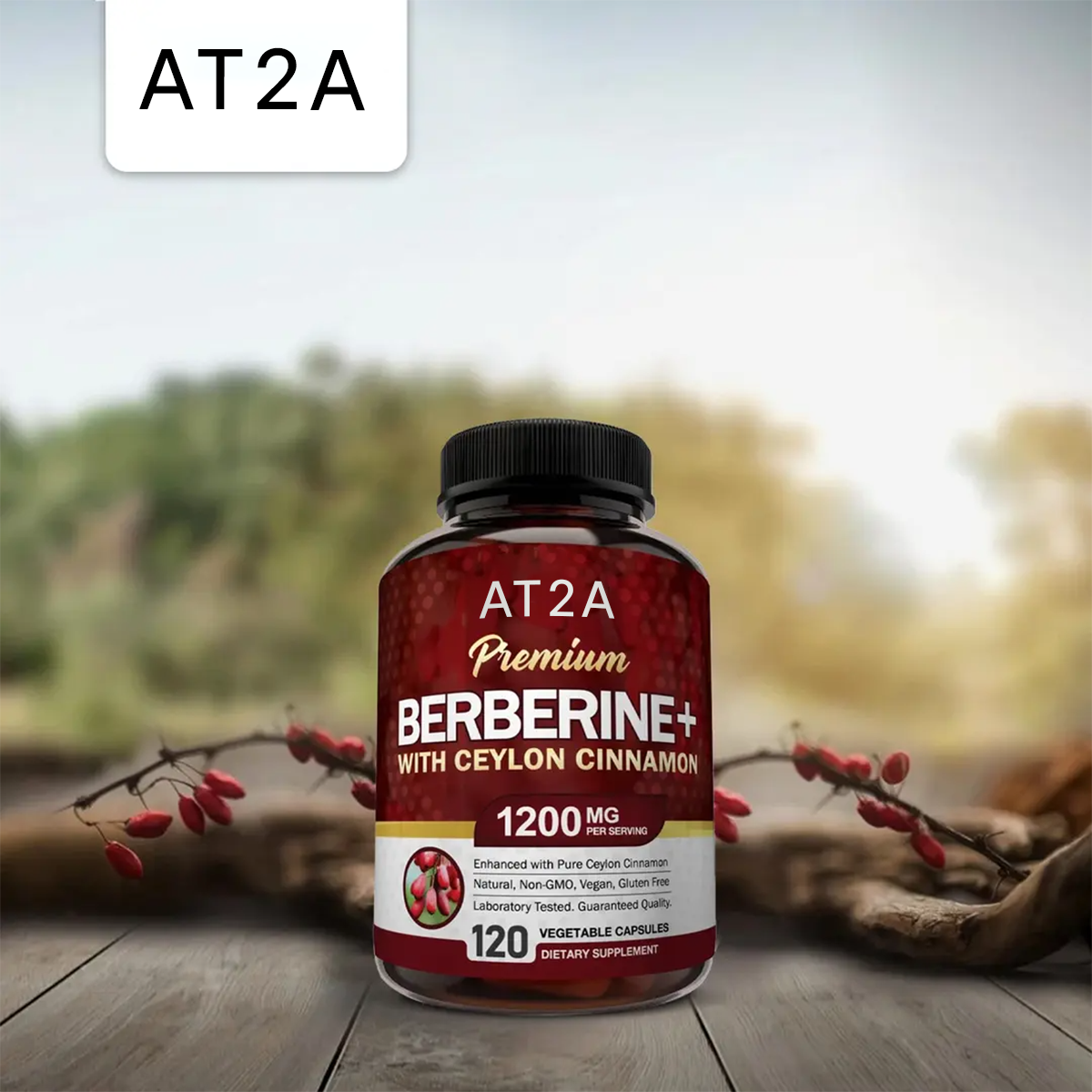 AT2A Berberine HCI 1200mg with Organic Ceylon Cinnamon - 120 capsules